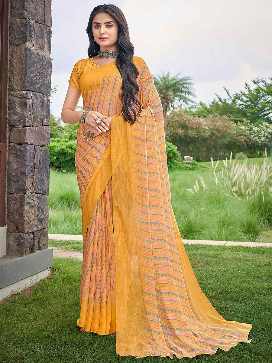 Multi Chiffon Printed Festival Casual Contemporary Saree