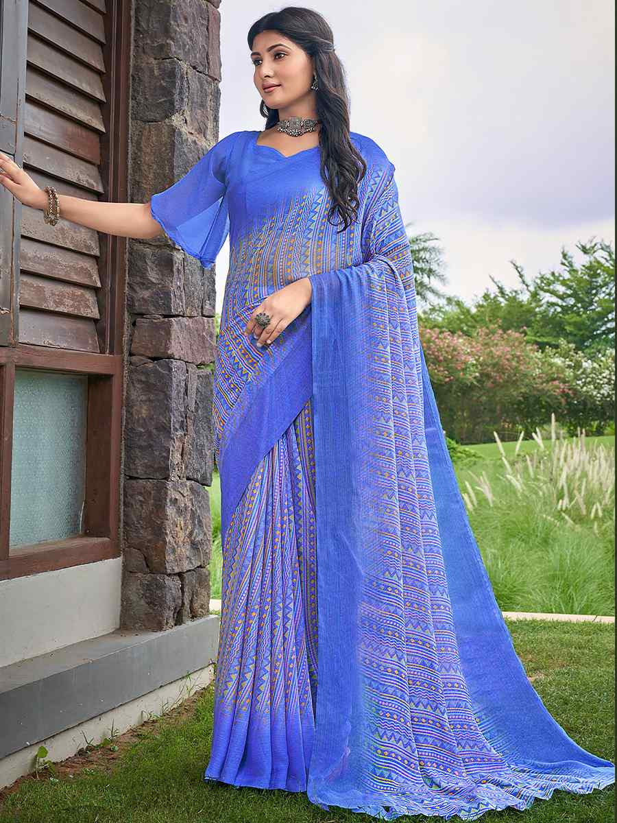 Multi Chiffon Printed Festival Casual Contemporary Saree