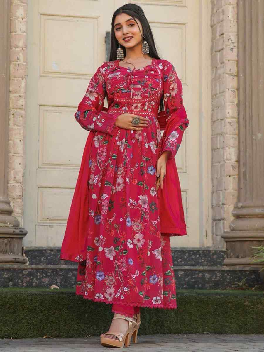 Multi Chiffon Printed Festival Casual Ready Anarkali Salwar Kameez