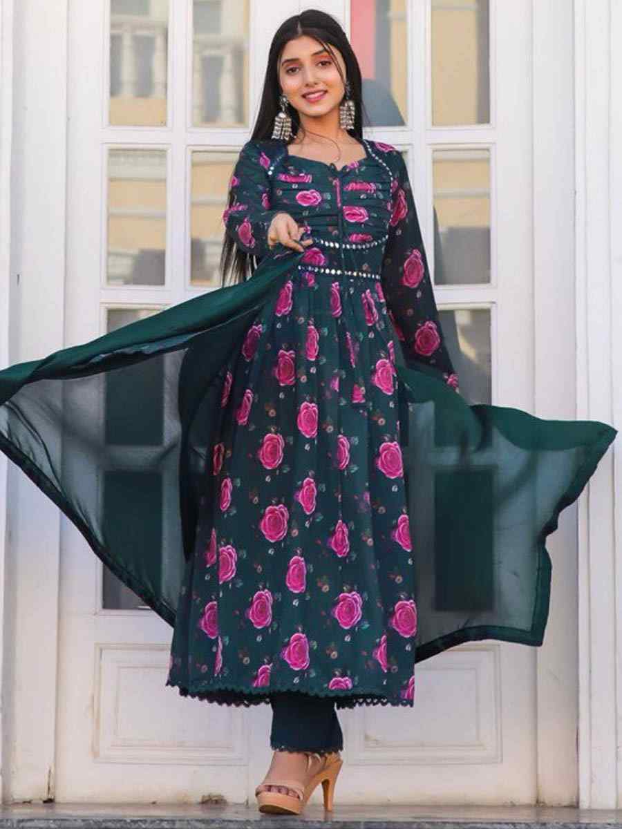 Multi Chiffon Printed Festival Casual Ready Anarkali Salwar Kameez