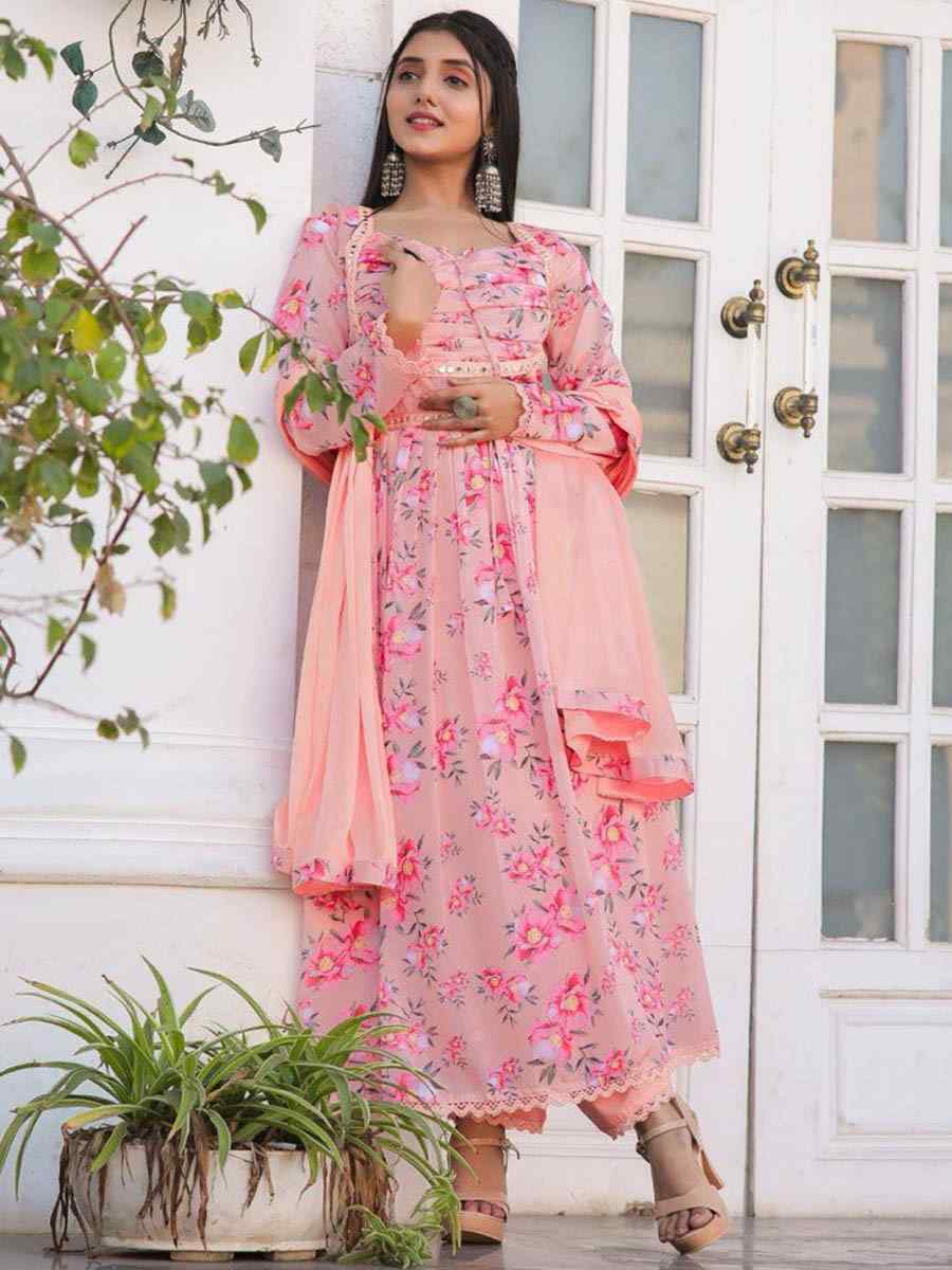 Multi Chiffon Printed Festival Casual Ready Anarkali Salwar Kameez