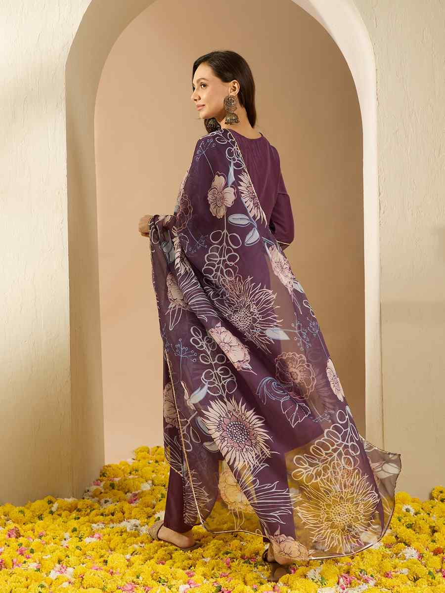 Multi Chinon Printed Casual Festival Ready Pant Salwar Kameez