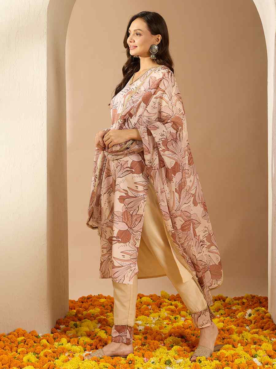 Multi Chinon Printed Casual Festival Ready Pant Salwar Kameez