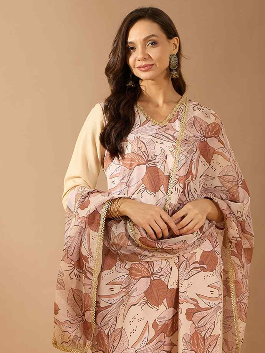 Multi Chinon Printed Casual Festival Ready Pant Salwar Kameez