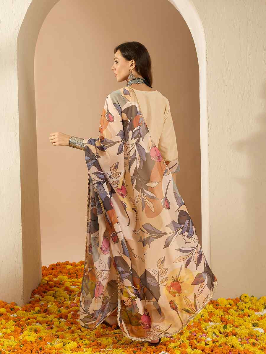 Multi Chinon Printed Casual Festival Ready Pant Salwar Kameez