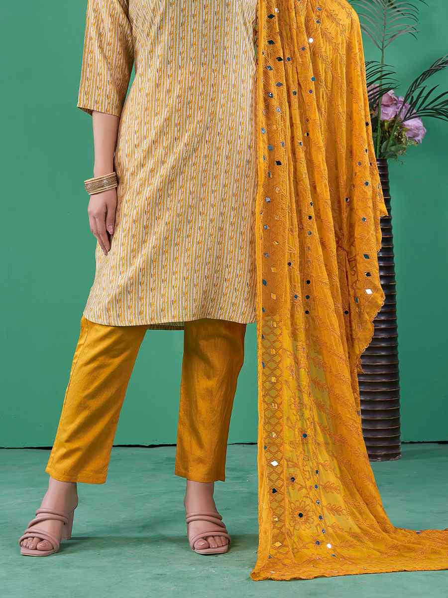 Multi Cotton Blend Embroidered Festival Casual Ready Pant Salwar Kameez