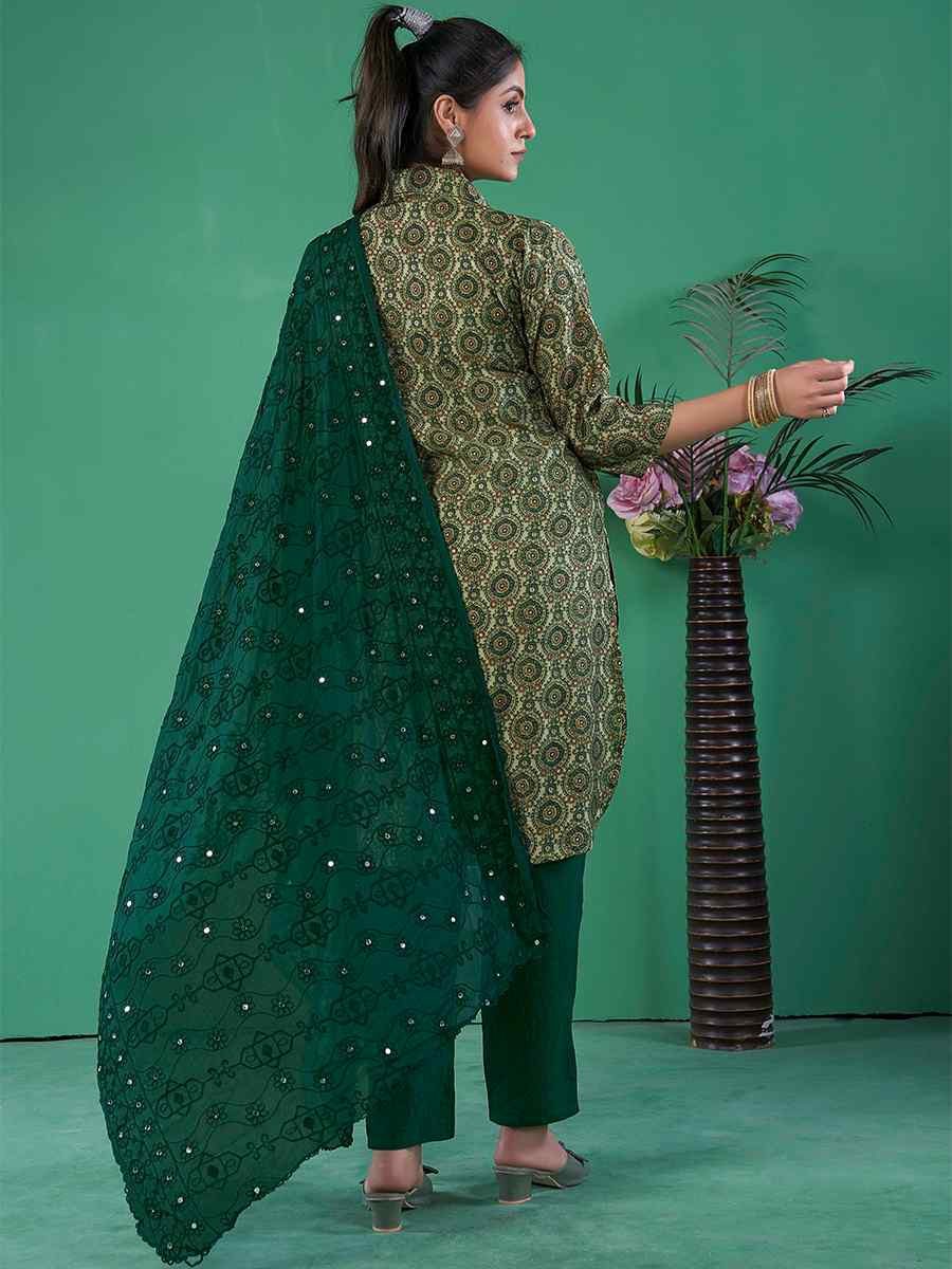 Multi Cotton Blend Embroidered Festival Casual Ready Pant Salwar Kameez