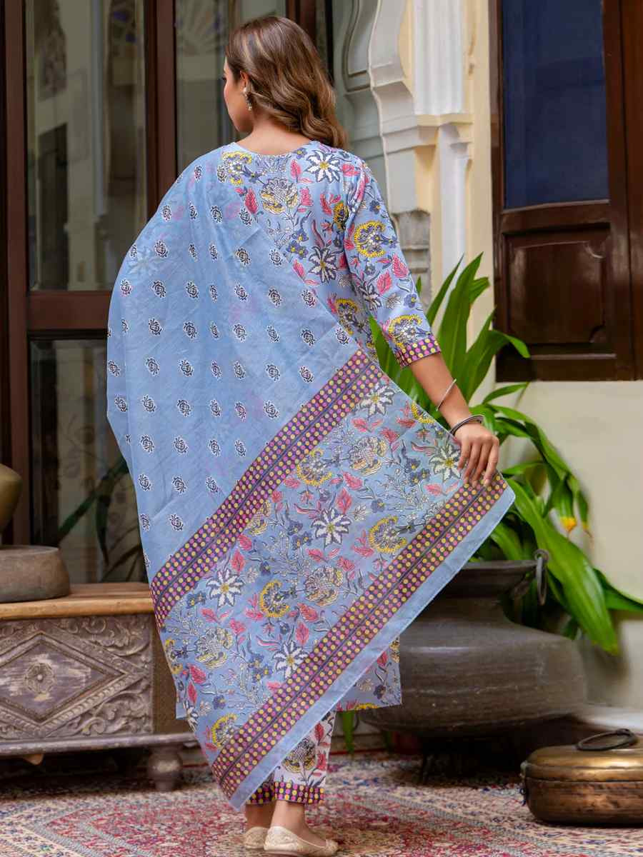 Multi Cotton Blend Printed Festival Casual Ready Pant Salwar Kameez