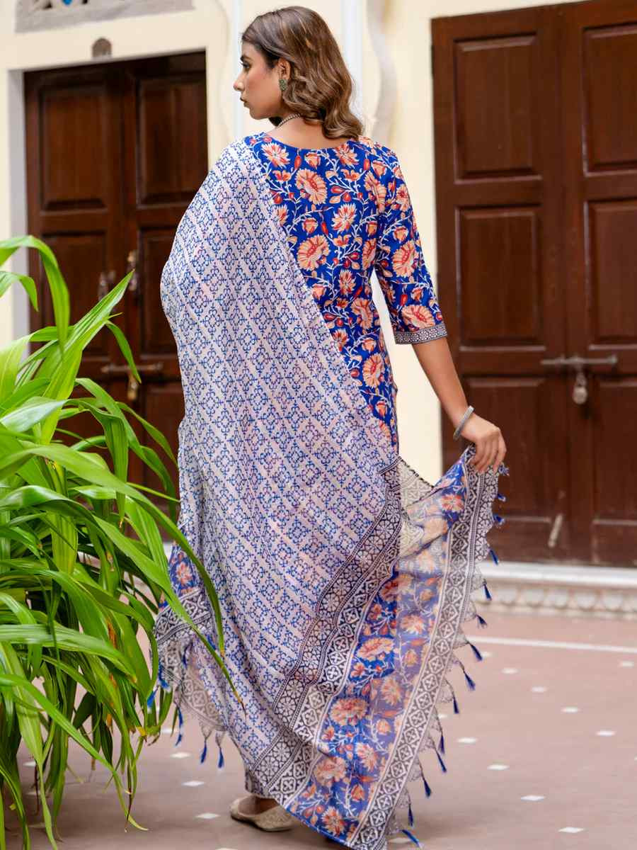 Multi Cotton Blend Printed Festival Casual Ready Pant Salwar Kameez