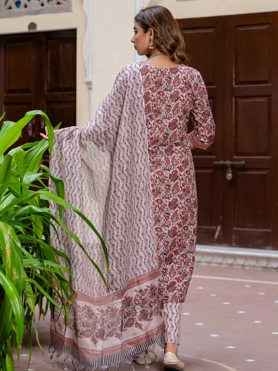 Multi Cotton Blend Printed Festival Casual Ready Pant Salwar Kameez