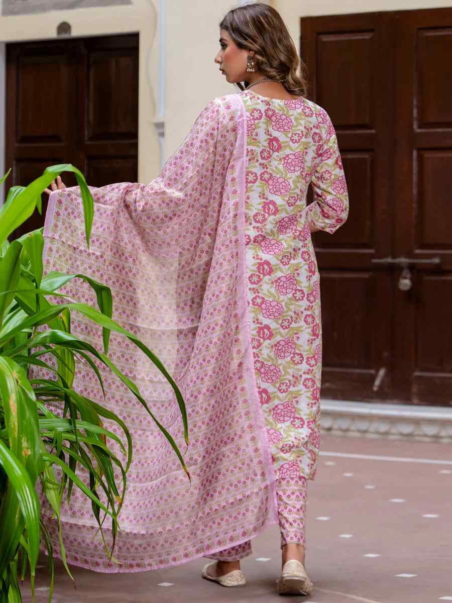 Multi Cotton Blend Printed Festival Casual Ready Pant Salwar Kameez