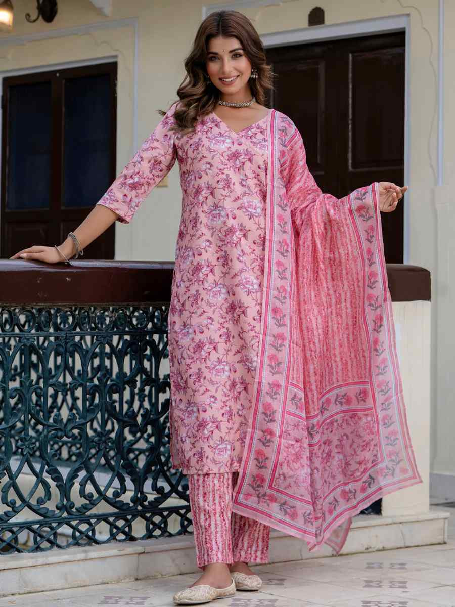 Multi Cotton Blend Printed Festival Casual Ready Pant Salwar Kameez