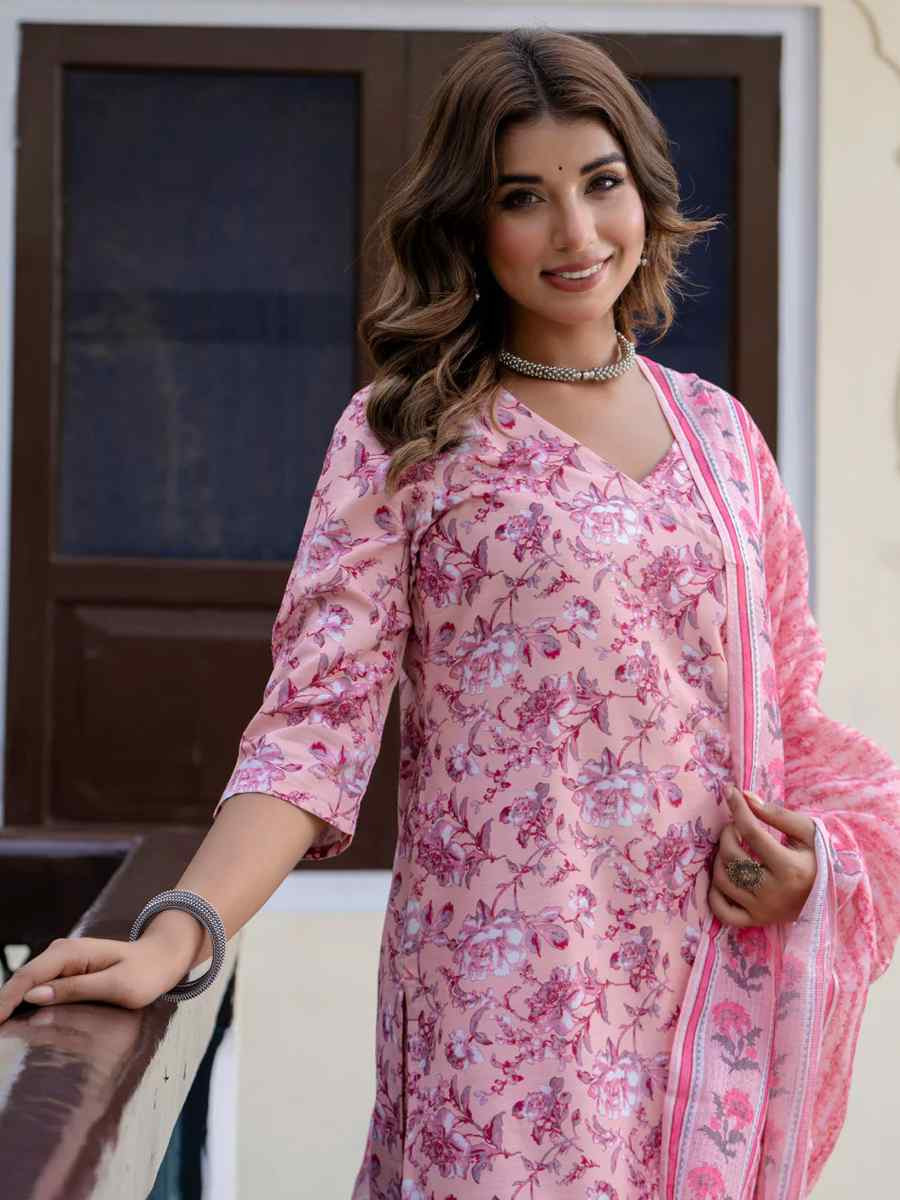 Multi Cotton Blend Printed Festival Casual Ready Pant Salwar Kameez