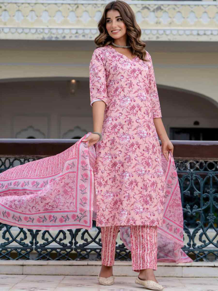 Multi Cotton Blend Printed Festival Casual Ready Pant Salwar Kameez