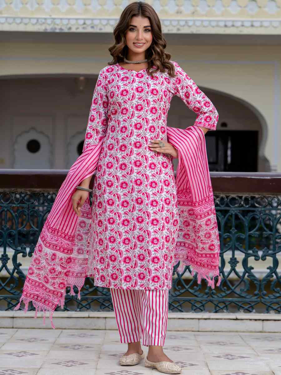 Multi Cotton Blend Printed Festival Casual Ready Pant Salwar Kameez