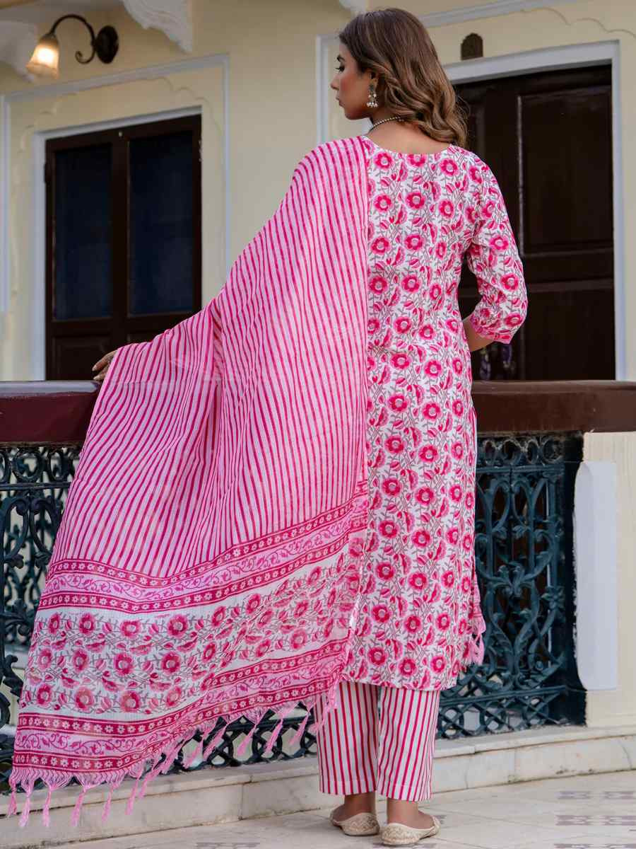 Multi Cotton Blend Printed Festival Casual Ready Pant Salwar Kameez