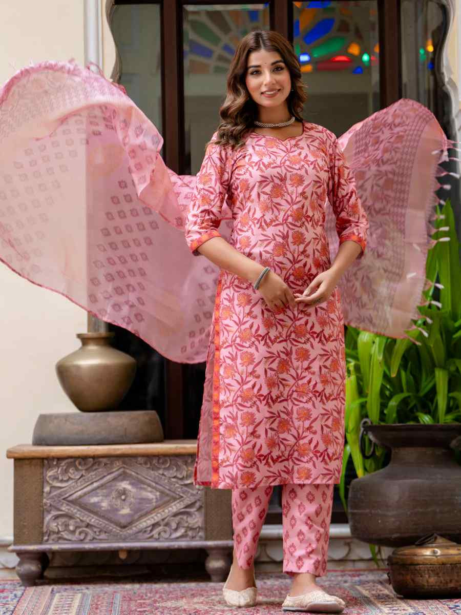 Multi Cotton Blend Printed Festival Casual Ready Pant Salwar Kameez