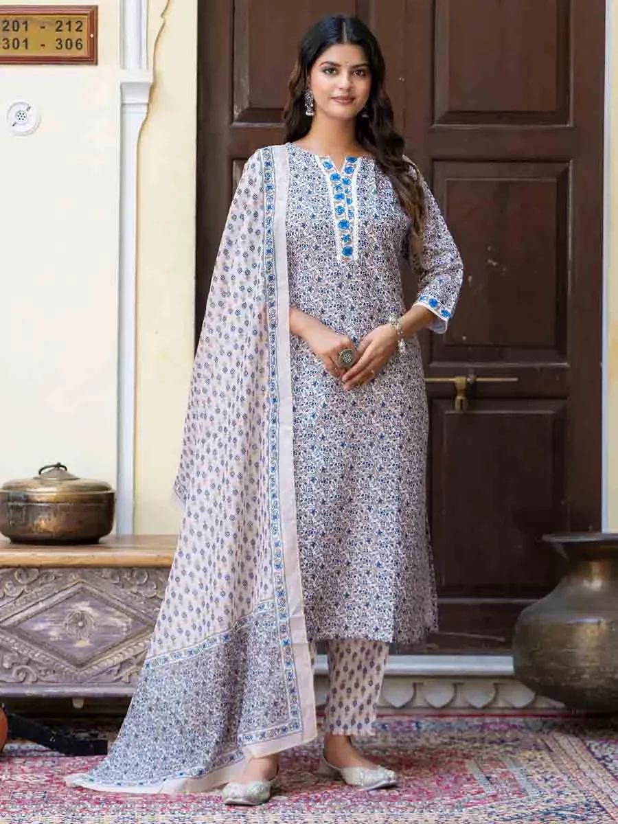 Multi Cotton Blend Printed Festival Casual Ready Pant Salwar Kameez