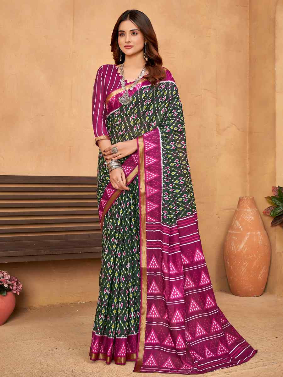 Multi Cotton Printed Casual Festival Classic Style Saree