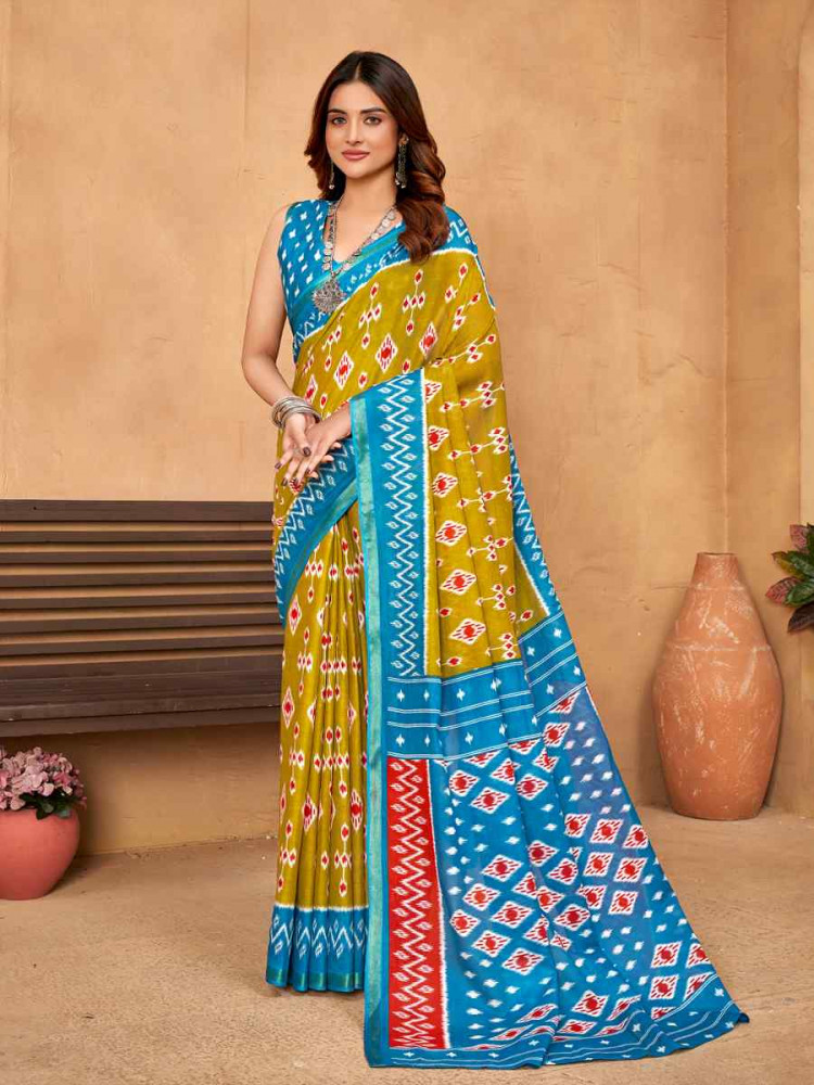 Multi Cotton Printed Casual Festival Classic Style Saree