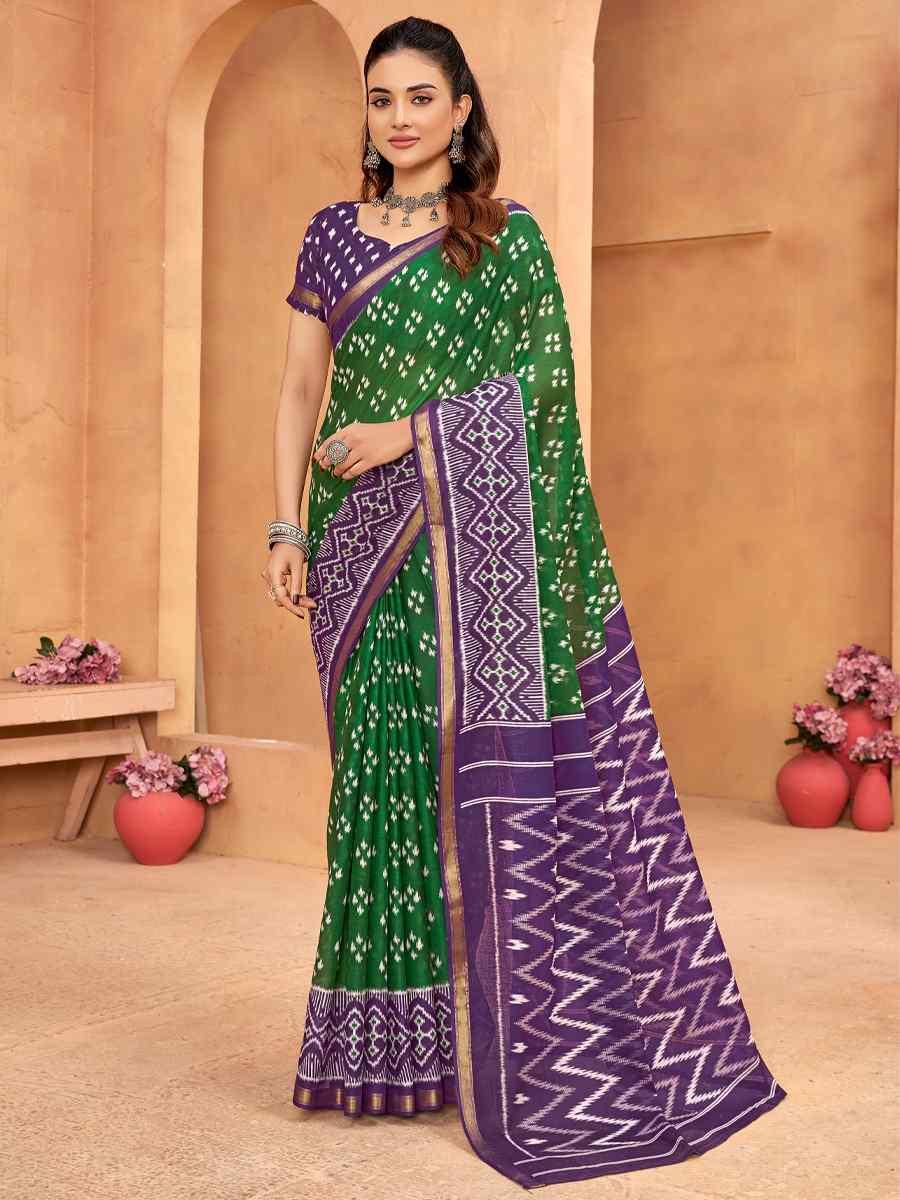 Multi Cotton Printed Casual Festival Classic Style Saree