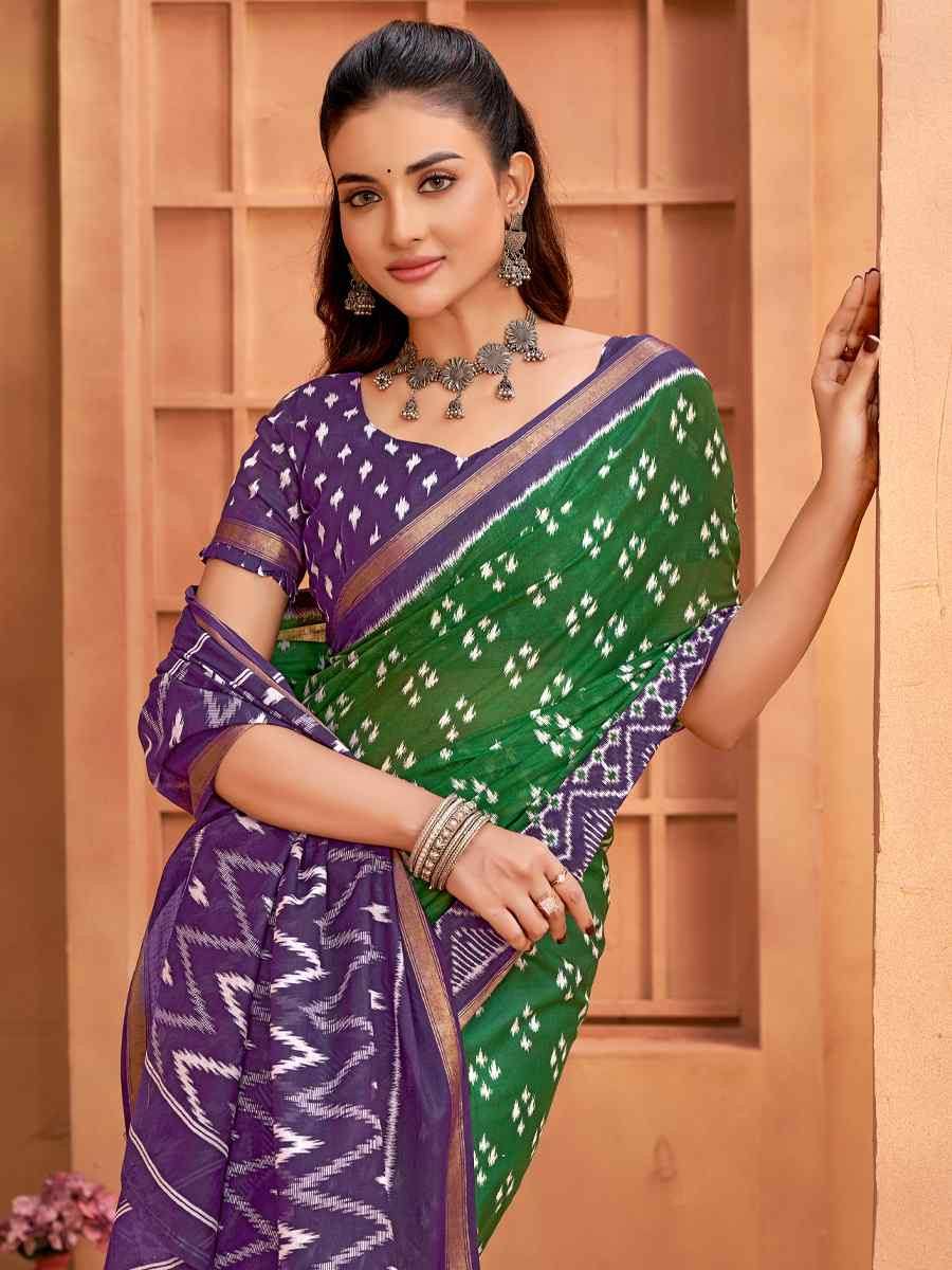 Multi Cotton Printed Casual Festival Classic Style Saree