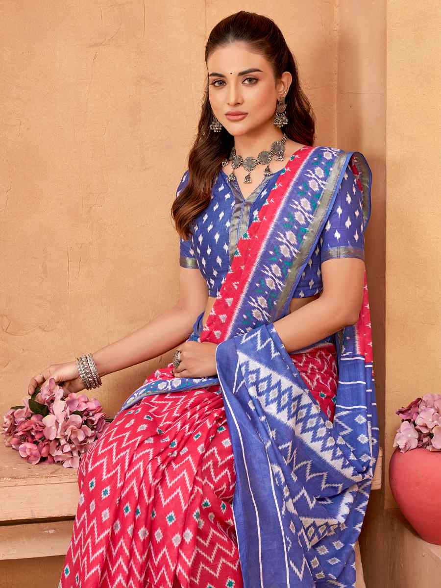 Multi Cotton Printed Casual Festival Classic Style Saree