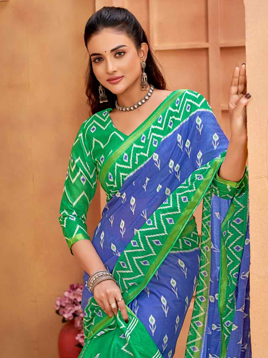 Multi Cotton Printed Casual Festival Classic Style Saree