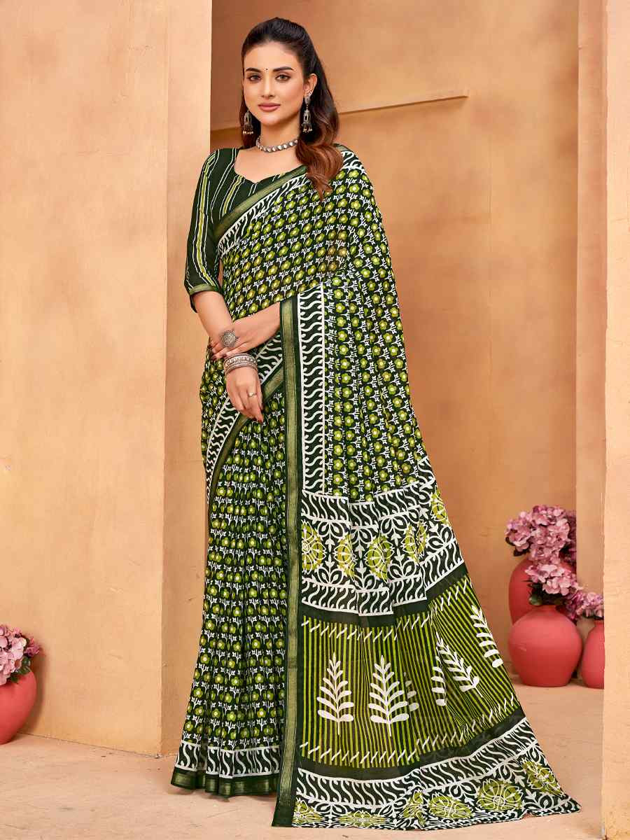 Multi Cotton Printed Casual Festival Classic Style Saree