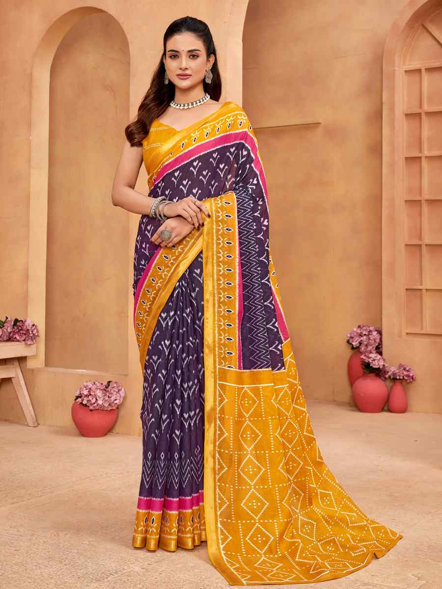 Multi Cotton Printed Casual Festival Classic Style Saree