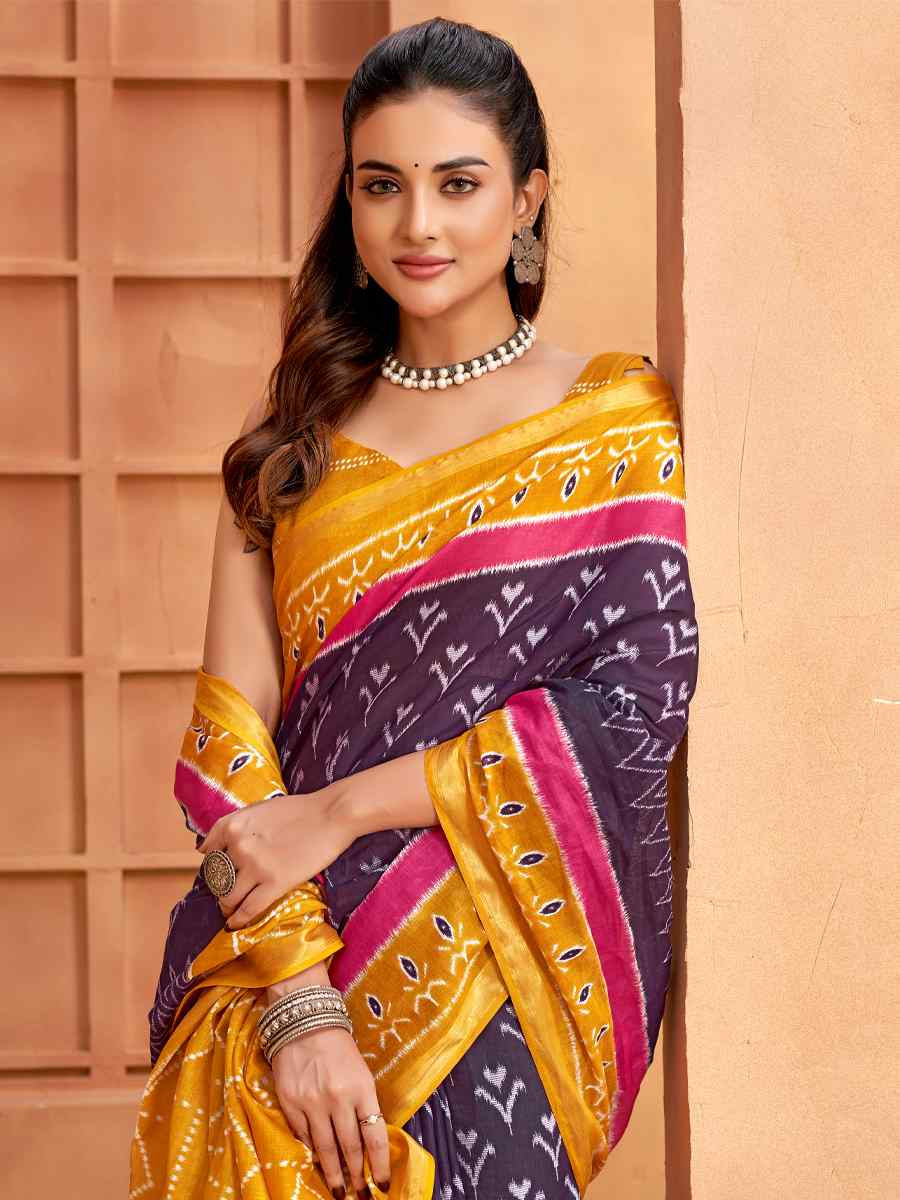 Multi Cotton Printed Casual Festival Classic Style Saree