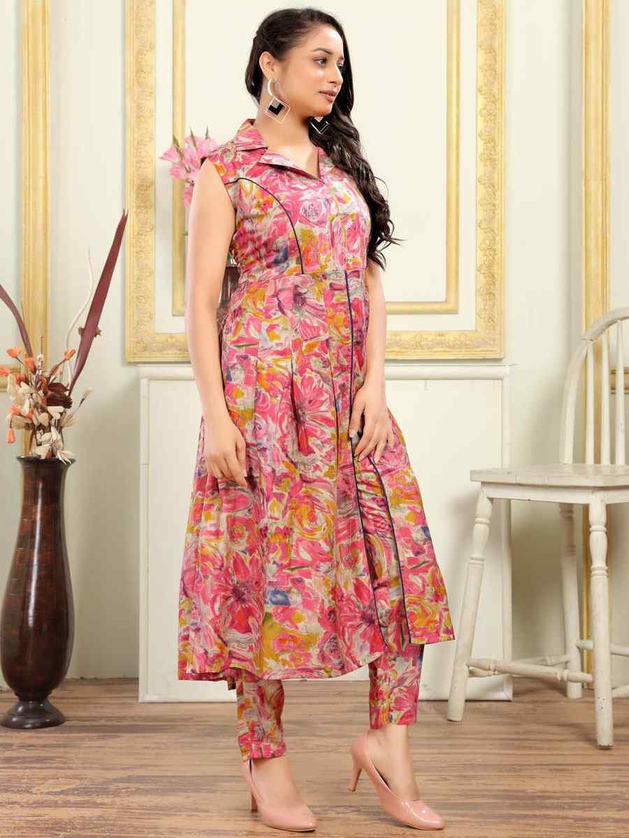 Multi Cotton Printed Festival Casual Ready Pant Salwar Kameez