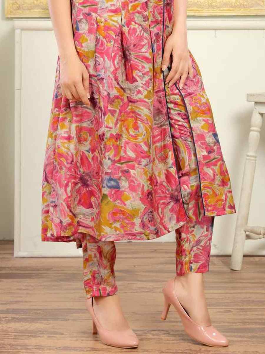 Multi Cotton Printed Festival Casual Ready Pant Salwar Kameez