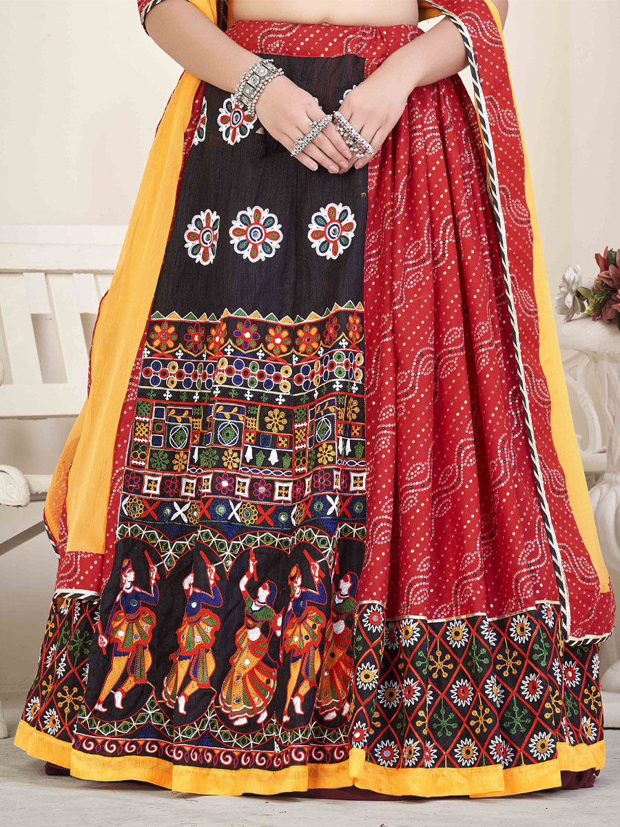 Multi Cotton Silk Printed Festival Mehendi Circular Lehenga Choli