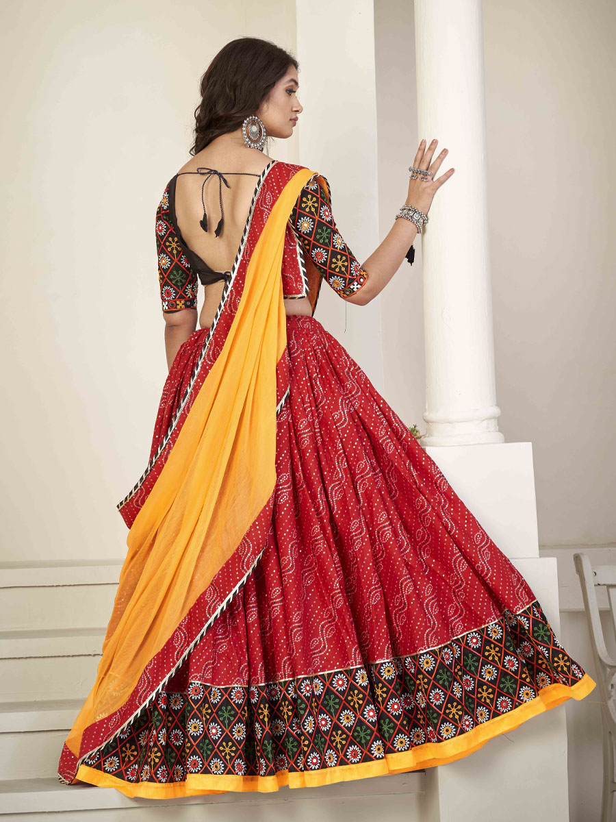 Multi Cotton Silk Printed Festival Mehendi Circular Lehenga Choli