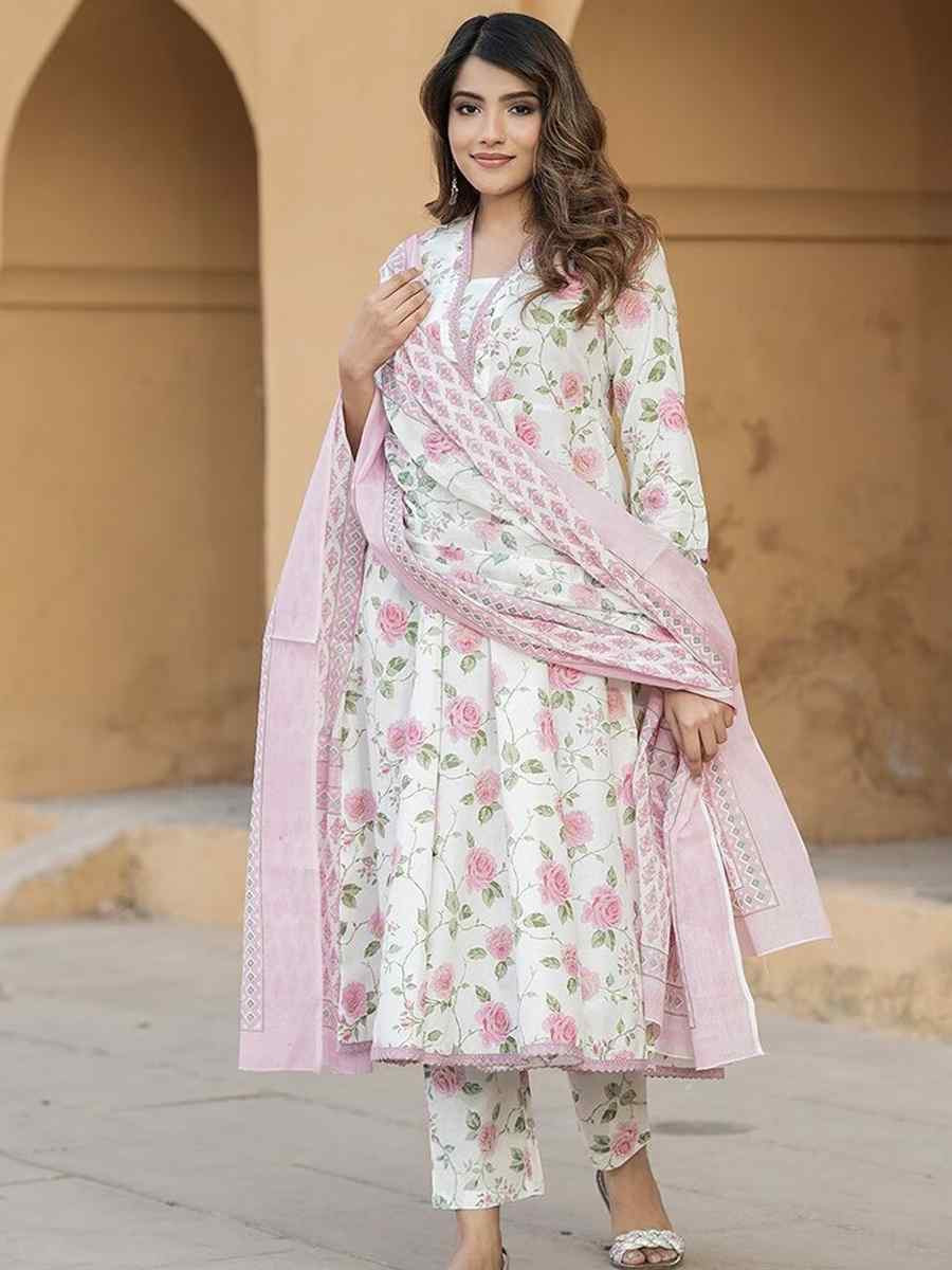 Multi Cotton Slub Printed Festival Casual Ready Anarkali Salwar Kameez