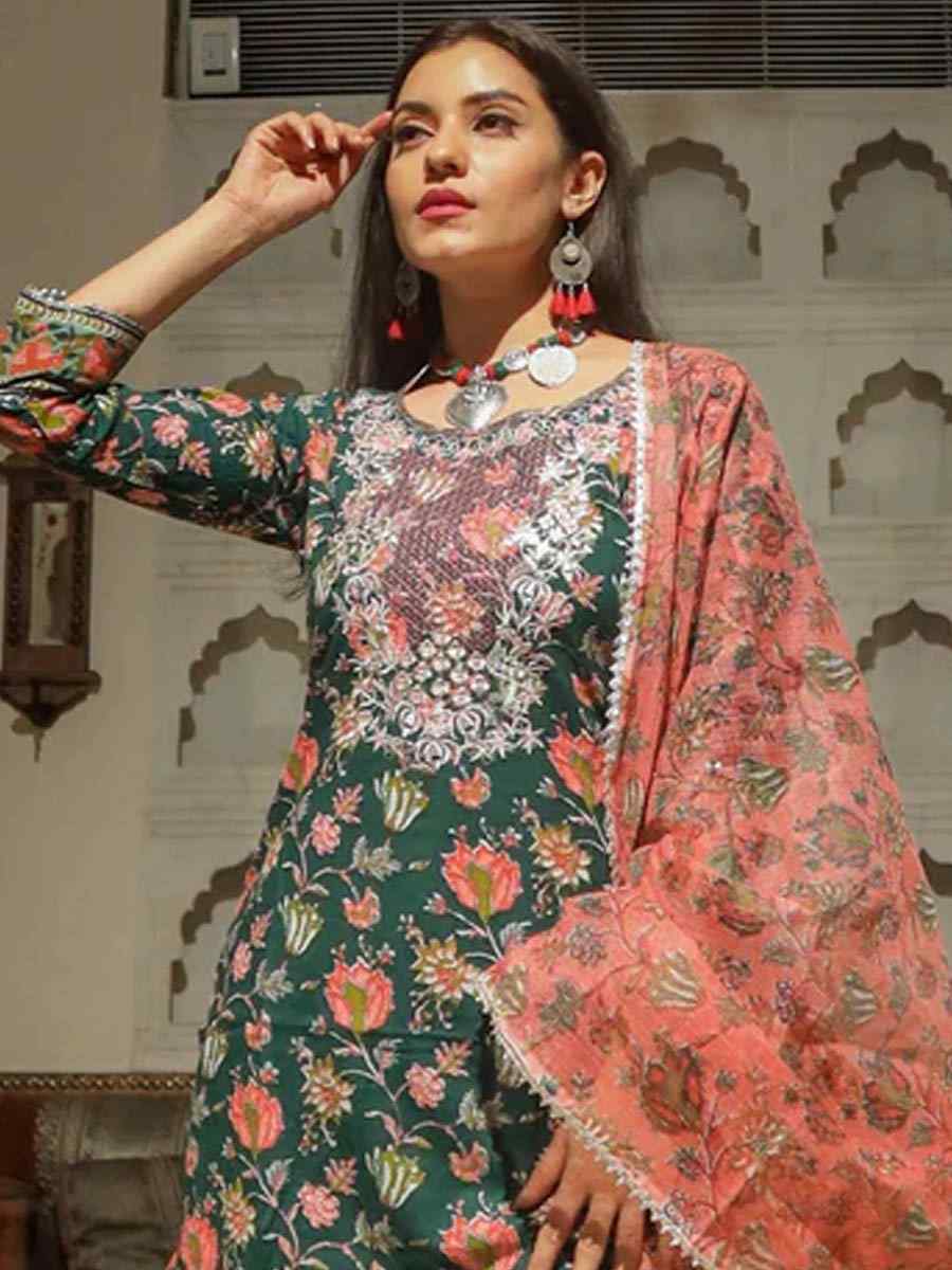 Multi Cotton�Printed Casual Festival Pant Salwar Kameez