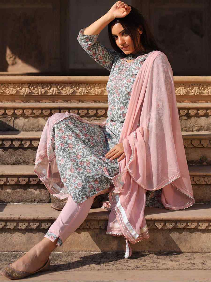 Multi Cotton�Printed Casual Festival Pant Salwar Kameez