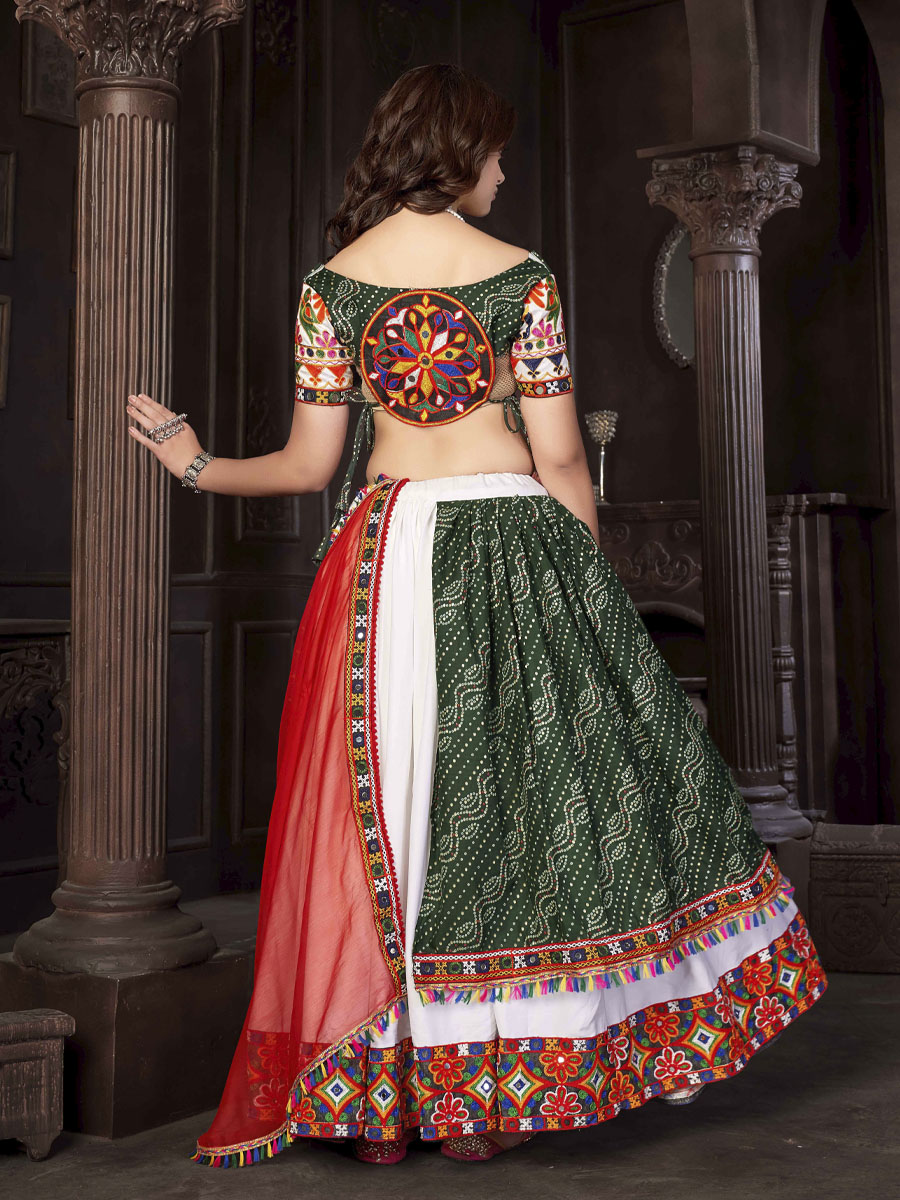 Multi Crepe Cotton Silk Printed Festival Mehendi Circular Lehenga Choli