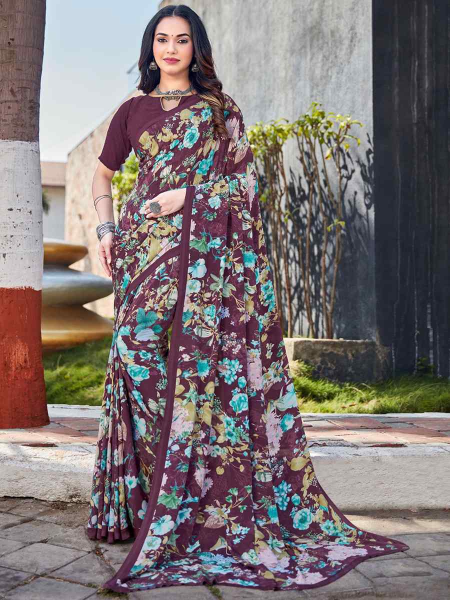 Multi Crepe Printed Casual Festival Contemporary Saree