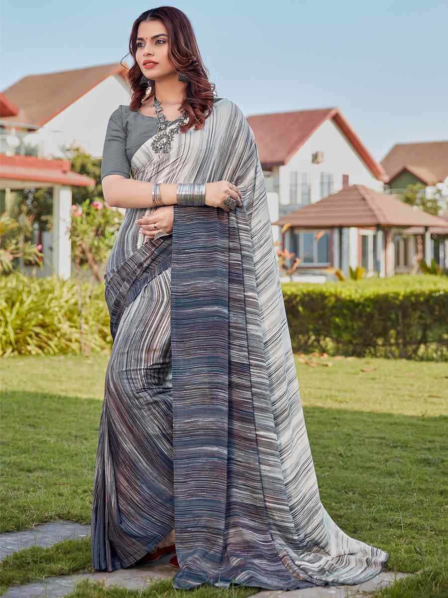 Multi Crepe Printed Casual Festival Contemporary Saree