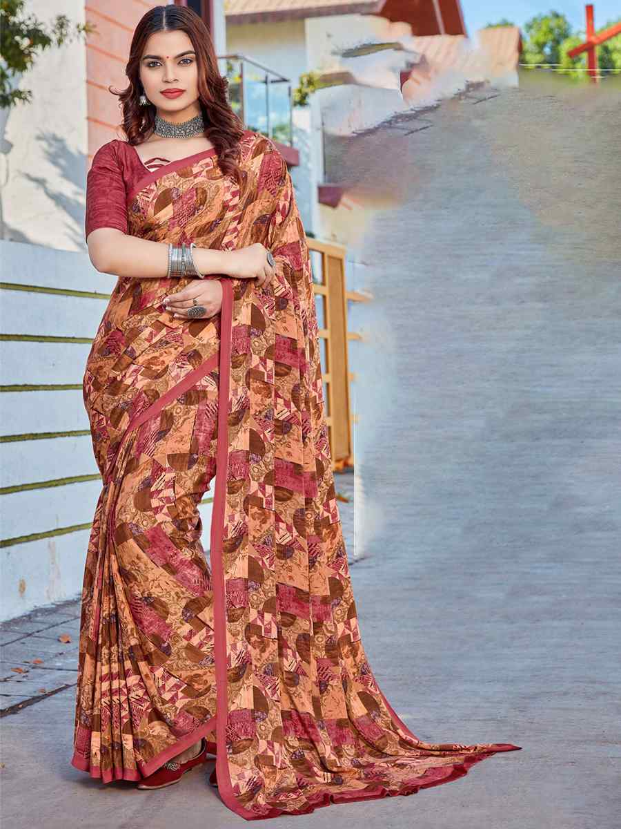 Multi Crepe Printed Casual Festival Contemporary Saree