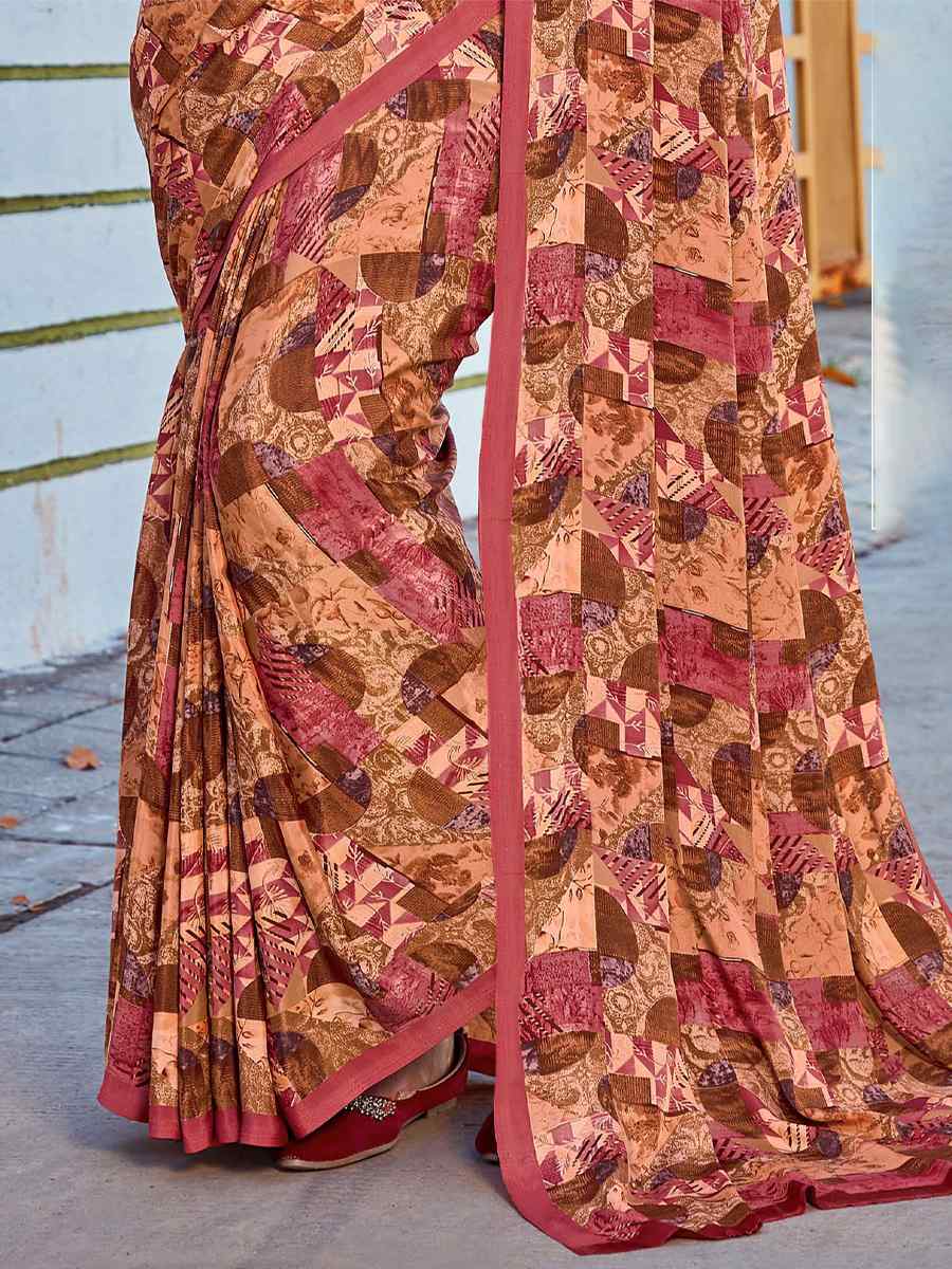 Multi Crepe Printed Casual Festival Contemporary Saree