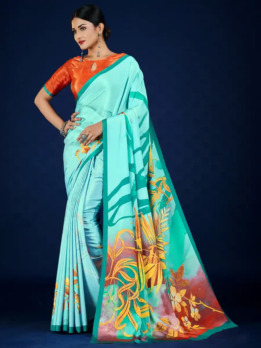 Multi Crepe Printed Festival Casual Contemporary Saree