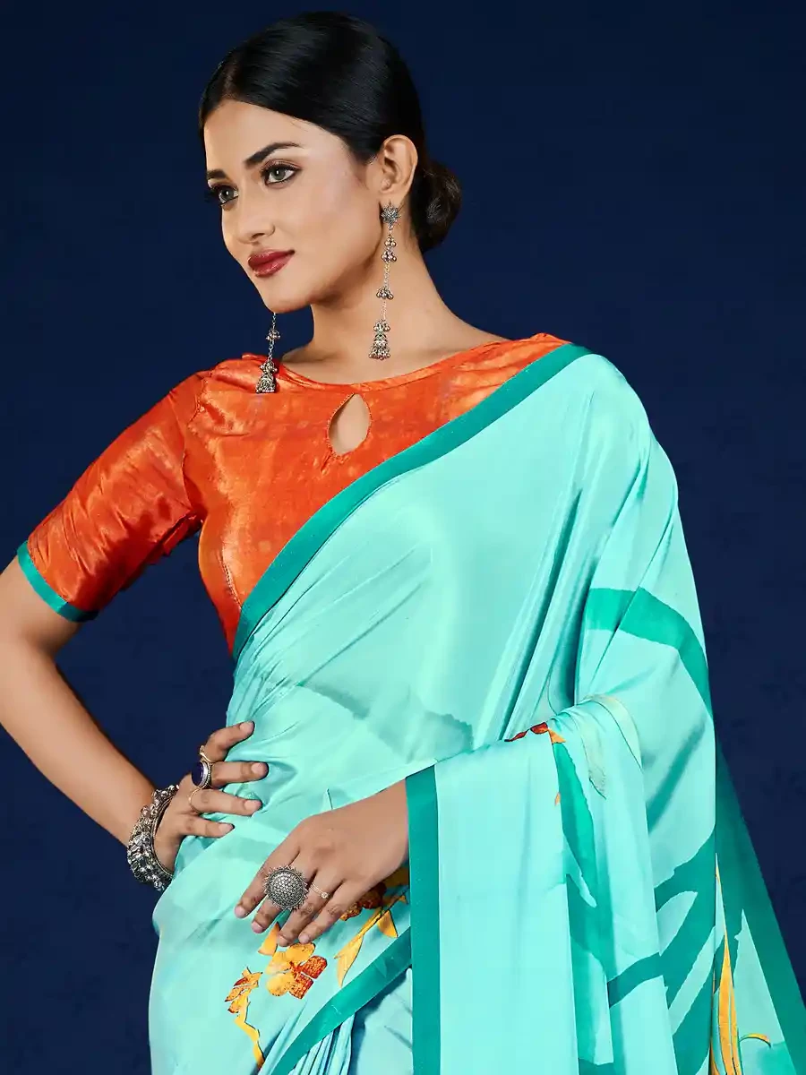 Multi Crepe Printed Festival Casual Contemporary Saree