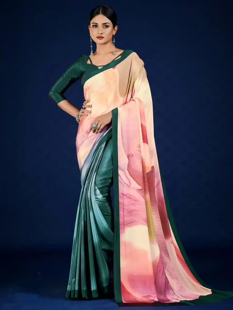 Multi Crepe Printed Festival Casual Contemporary Saree