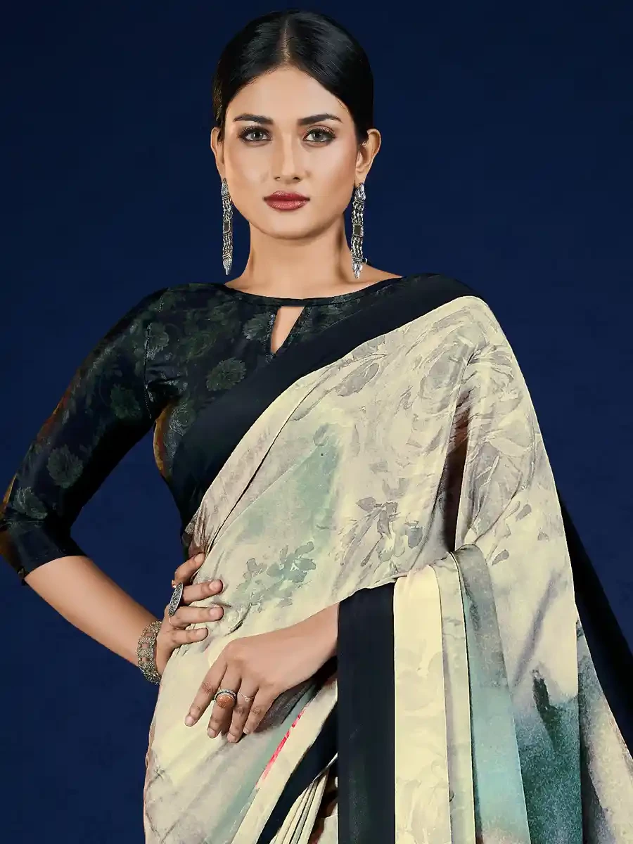 Multi Crepe Printed Festival Casual Contemporary Saree