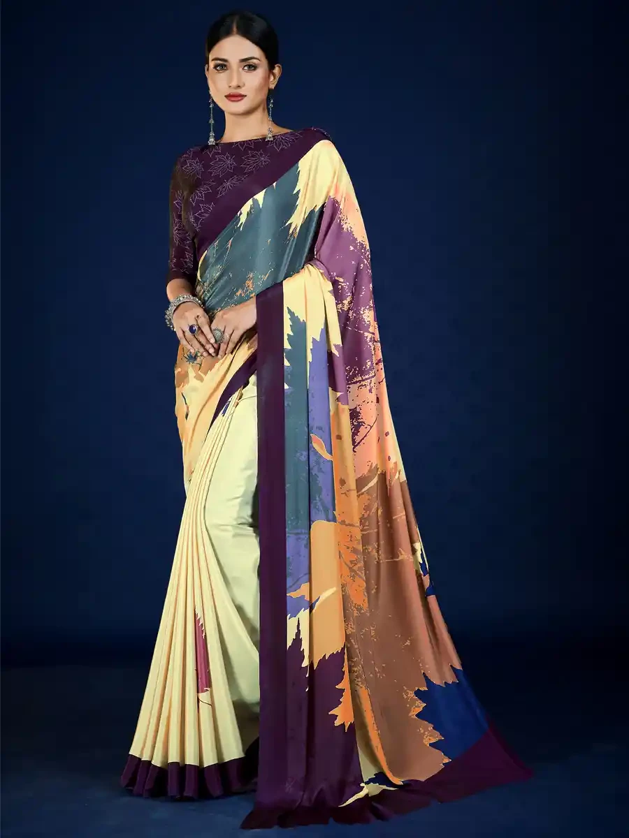 Multi Crepe Printed Festival Casual Contemporary Saree