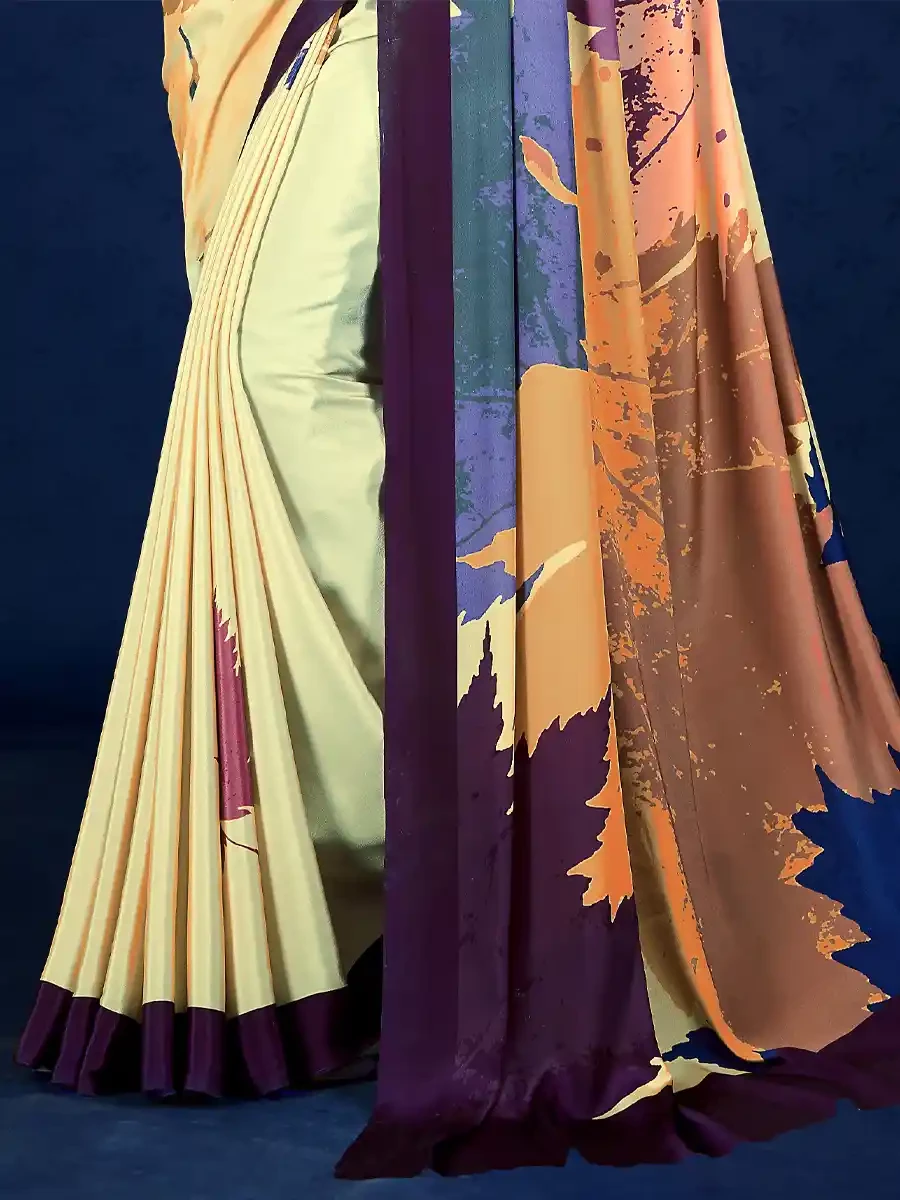 Multi Crepe Printed Festival Casual Contemporary Saree