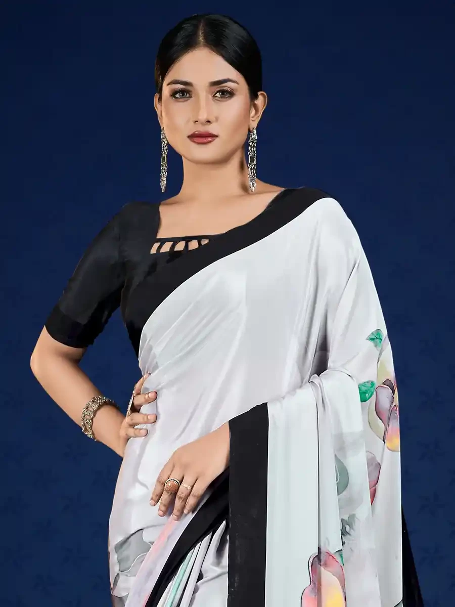 Multi Crepe Printed Festival Casual Contemporary Saree